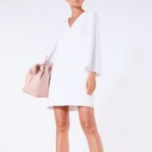 Tibi crepe v neck dress white